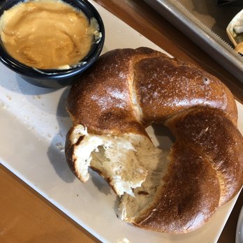 Bread and Brew Alaska - Pretzel with Cheese ... hands down the nastiest over baked pretzel i've ever had. The cheese sauce was also pretty gross. - Bars Near Me - Anchorage, Alaska