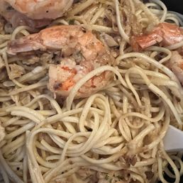 Shrimp scampi-littered with garlic, not good