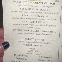Dessert menu jan 2025