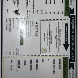 Tailgater's Sports Bar and Grill - Front of menu.