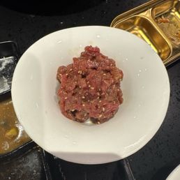 Tartare- it's brushed with egg yolk which is why there's a yellow tinge to the meat. This was my favorite dish! Tartare- it's brushed with egg yolk which is why there's a yellow tinge to the meat. This was my favorite dish!