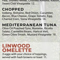 Linwood Country Club - The Mediterranean salad description from menu.
