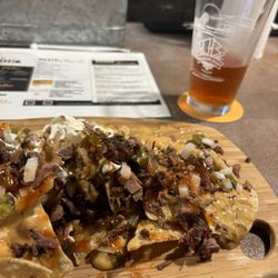 Diamond Bear Brewing Company - BBQ brisket nachos with Bear foot amber lager
