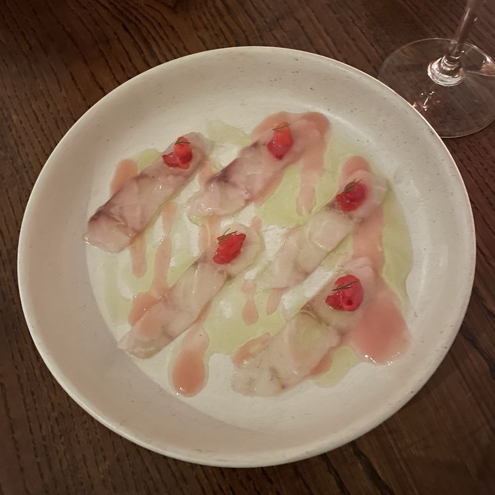 Noto - sashimi, rhubarb ponzu, sansho oil - Asian Fusion Near Me - Edinburgh, EDH