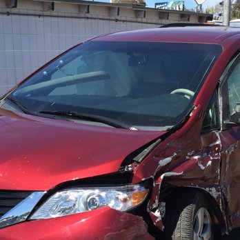Auto Glass Now - Picture of windshield that survived near head on crash with wrong way driver speeding at 60+ mph. - Auto Glass Services Near Me - Poway, California