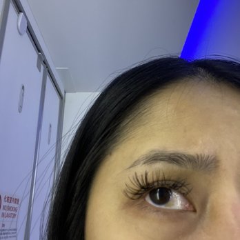 PNP Lashes - Left eye left more swollen due to thickness of adhesive application being applied right near the actual eyelid. - Eyelash Service Near Me - Westminster, California
