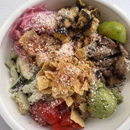 Mexican Street Corn Caesar add red onion & tortilla strips