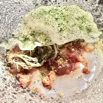 natuRe waikiki - RW 2024. Ode To Poi. Fermented poi, ahi, fried ogo, rice chip w ao nori, sourdough croton crumbles. - French Near Me - Honolulu, Hawaii natuRe waikiki - RW 2024. Ode To Poi. Fermented poi, ahi, fried ogo, rice chip w ao nori, sourdough croton crumbles. - French Near Me - Honolulu, Hawaii