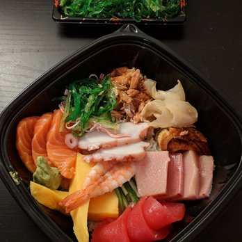 Sushi Garden - Chirashi ($17) and Seaweed Salad ($3) to go - good! - Sushi Bars Near Me - Arlington, Virginia Sushi Garden - Chirashi ($17) and Seaweed Salad ($3) to go - good! - Sushi Bars Near Me - Arlington, Virginia