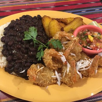 Tropical Grill - Coconut shrimp, mango salsa, sweet plantains, black beans and rice - American Near Me - Spruce Pine, North Carolina Tropical Grill - Coconut shrimp, mango salsa, sweet plantains, black beans and rice - American Near Me - Spruce Pine, North Carolina