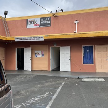 The Box Stop - View from the parking lot behind the building with the entrance to the store. - Packing Supplies Near Me - Reseda, California