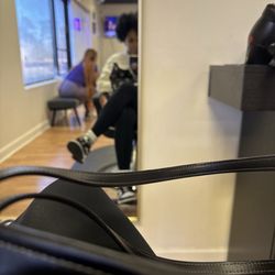 Cristina Dominican Hair Salon - Me while in the chair with rollers.