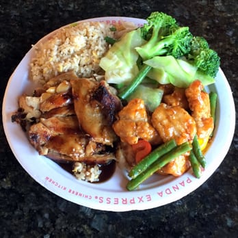 Panda Express - Two Entrée Plate (Teriyaki Chicken, Gen Tso's Chicken, 1/2 fried rice, 1/2 mixed veggies side) - Chinese Near Me - Overland Park, Kansas
