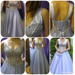 Sew Nicely Done - Purchased as Strapless gown- wide straps added and beaded to create a seamless look