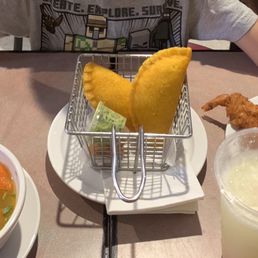 Empanadas, chicken soup, and coconut shrimp Empanadas, chicken soup, and coconut shrimp