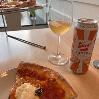 State Flour Pizza - a slice of pizza and a glass of beer - Pizza Near Me - Berkeley, California State Flour Pizza - a slice of pizza and a glass of beer - Pizza Near Me - Berkeley, California