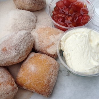 Dahlia Bakery - Donuts with vanilla marscapone and strawberry rhubarb jam - Bakeries Near Me - Seattle, Washington Dahlia Bakery - Donuts with vanilla marscapone and strawberry rhubarb jam - Bakeries Near Me - Seattle, Washington