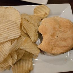Mini Roast beef sandwich and chips. The sandwich was delicious and just the right size if you are not having dessert. Mini Roast beef sandwich and chips. The sandwich was delicious and just the right size if you are not having dessert.