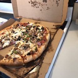 Domino's Pizza - Soggy pizza with the box falling apart.