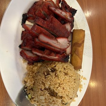 Fortune Garden - Lunch Menu - A) BBQ Pork, Egg Roll & Pork Fried Rice - Chinese Near Me - El Centro, California Fortune Garden - Lunch Menu - A) BBQ Pork, Egg Roll & Pork Fried Rice - Chinese Near Me - El Centro, California