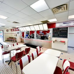 Fifties Grill and Dairy - Interior with tile and red/white theme.