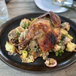 Half rotisserie chicken plate. Ask for extra chimichurri sauce.