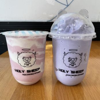 Holy Sheep - Strawberry Tornado and Taro Smoothie (TikTok: @justandyvu) - Bubble Tea Near Me - Anaheim, California
