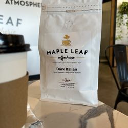 Maple Leaf Coffeehouse & Smootherie - Large coffe and a bag of dark italian to go