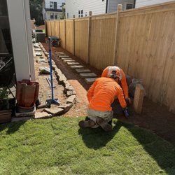The Lawn Squad - Zeon Zoysia Sod installation, Walkway installation in progress...