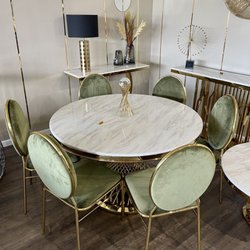 Eezo Home Design - Real Marble Gold Breakfast Table