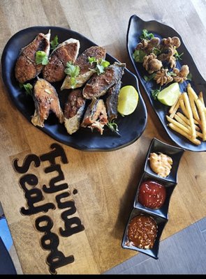 Frying Seafood by null