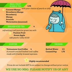 Subs 'n' Bubbles - Menu