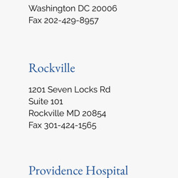 The Neurology Center - Address listed as Rockville.