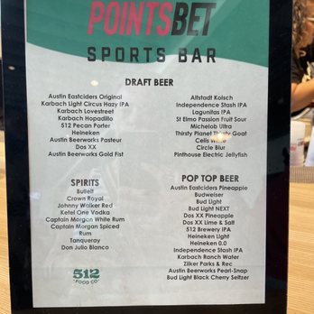 Pointsbet Sports Bar - Drinks menu - Sports Bars Near Me - Austin, Texas Pointsbet Sports Bar - Drinks menu - Sports Bars Near Me - Austin, Texas