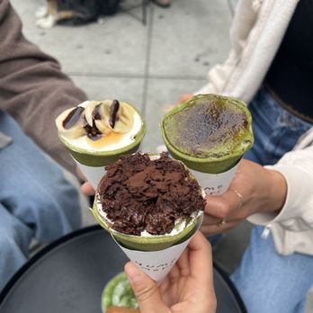 Yume Mori Matcha - Banana Choco Caramel, Crunchy Choco, Matcha Creme Brûlée crepes - Coffee & Tea Near Me - Berkeley, California Yume Mori Matcha - Banana Choco Caramel, Crunchy Choco, Matcha Creme Brûlée crepes - Coffee & Tea Near Me - Berkeley, California