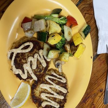 Mandez's Seafood Bar & Grill - Crab cake dinner with grilled veggies - Seafood Near Me - Lafayette, Louisiana Mandez's Seafood Bar & Grill - Crab cake dinner with grilled veggies - Seafood Near Me - Lafayette, Louisiana