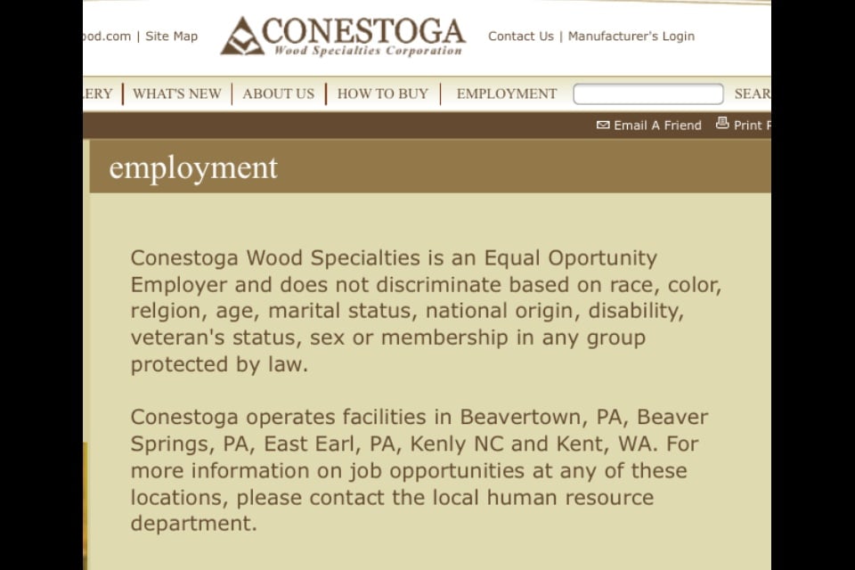 CONESTOGA WOOD SPECIALTIES 245 Reading Rd, East Earl, Pennsylvania Phone Number