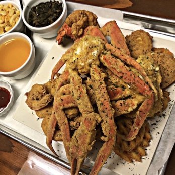 The Seafood Xperience - Greens, Lobster Mac and Cheese reg, Fried Snow Crab Clusters Waffle Fries - Seafood Near Me - Los Angeles, California