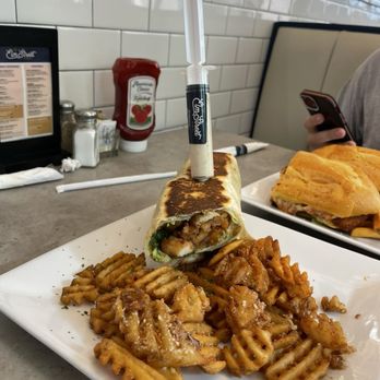 Elm Street Diner - Chicken Caesar wrap with parm fries - Diners Near Me - Norwalk, Connecticut Elm Street Diner - Chicken Caesar wrap with parm fries - Diners Near Me - Norwalk, Connecticut