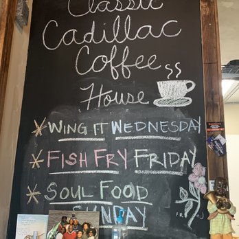 Classic Cadillac Coffee House - They said they also have Taco Tuesday and Buy one Get one burgers on Thursday. They are closed on Mondays. - Coffee & Tea Near Me - Winchester, Tennessee Classic Cadillac Coffee House - They said they also have Taco Tuesday and Buy one Get one burgers on Thursday. They are closed on Mondays. - Coffee & Tea Near Me - Winchester, Tennessee