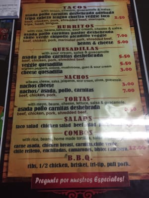 Menu photo 1 El Zaguan Yreka, CA