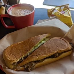Media noche and cafe con leche, comes with chips Media noche and cafe con leche, comes with chips