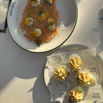 Highly Likely - Salmon crudo & yuzu deviled eggs - Coffee & Tea Near Me - Ojai, California