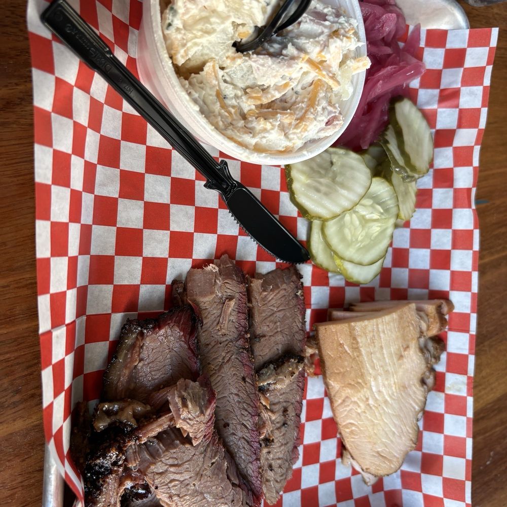 Brisket, turkey, baked potato salad Brisket, turkey, baked potato salad