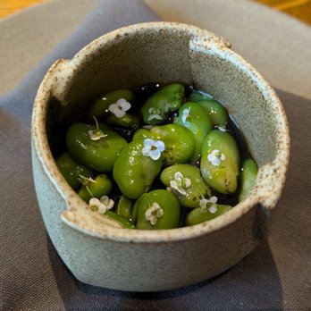 L'Enclume - @endoedibles on Instagram 07/01/26 Seaweed custard and Aquadulce broad beans, Gairloch langoustine, roast chicken and marjoram - French Near Me - Cartmel, CMA L'Enclume - @endoedibles on Instagram 07/01/26 Seaweed custard and Aquadulce broad beans, Gairloch langoustine, roast chicken and marjoram - French Near Me - Cartmel, CMA