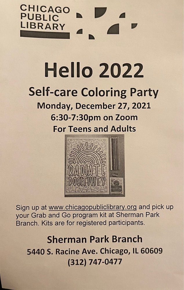 SHERMAN PARK PUBLIC LIBRARY Updated May 2024 5440 S Racine Ave