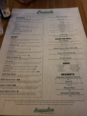 Menu photo 2 Acapulco Mexican Restaurant Dublin, D