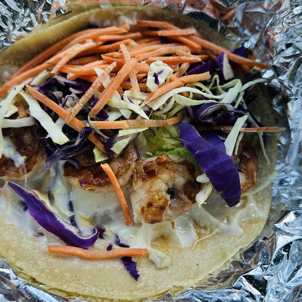 Dos Batos - Shrimp cilantro melty cheese on tortilla - Tacos Near Me - Austin, Texas