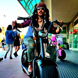 Electric Scooter San Diego - Captain Jack was, "in the market," as it were, turned out he loved our electric scooter in Black Pearl...