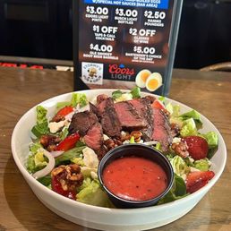 Strawberry steak salad   you can't go wrong. Flavor is spot on.